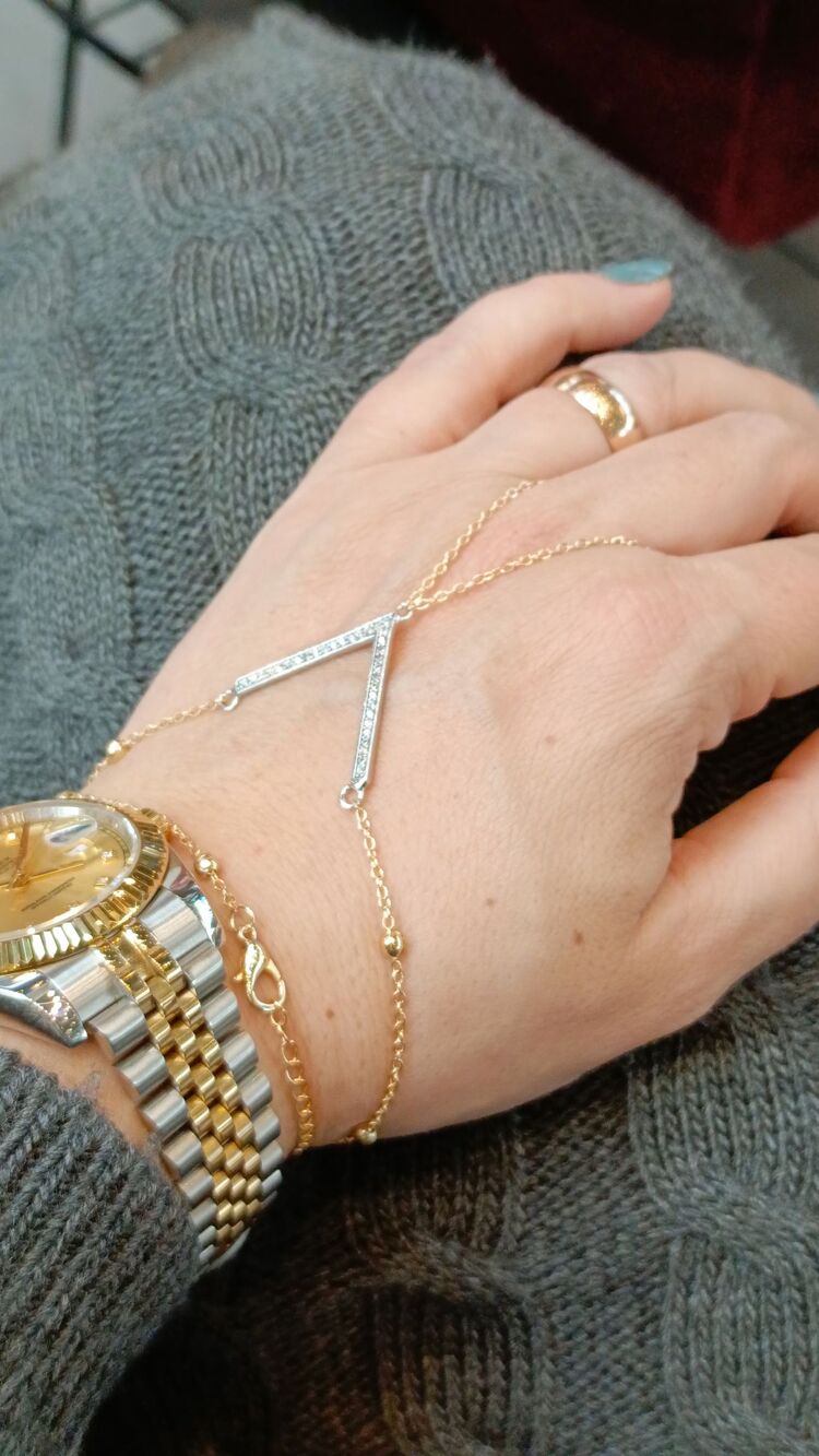 Zirkon Taşlı V Model Gold Şahmeran