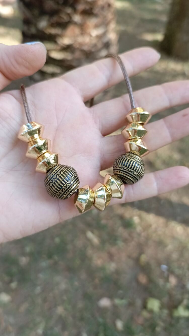 Eskitme Topcuk Detaylı Gold Kolye