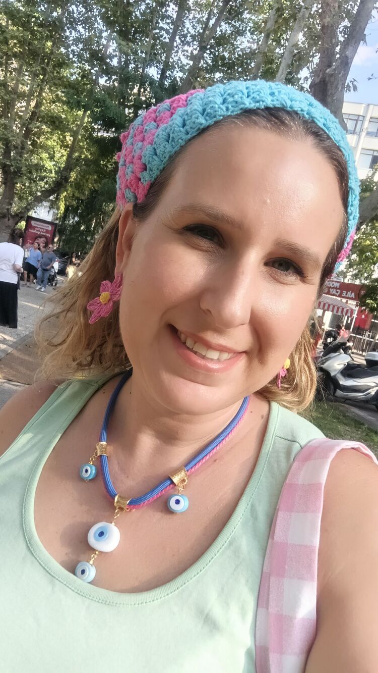 El Örgüsü Turkuaz Fuşya Bandana