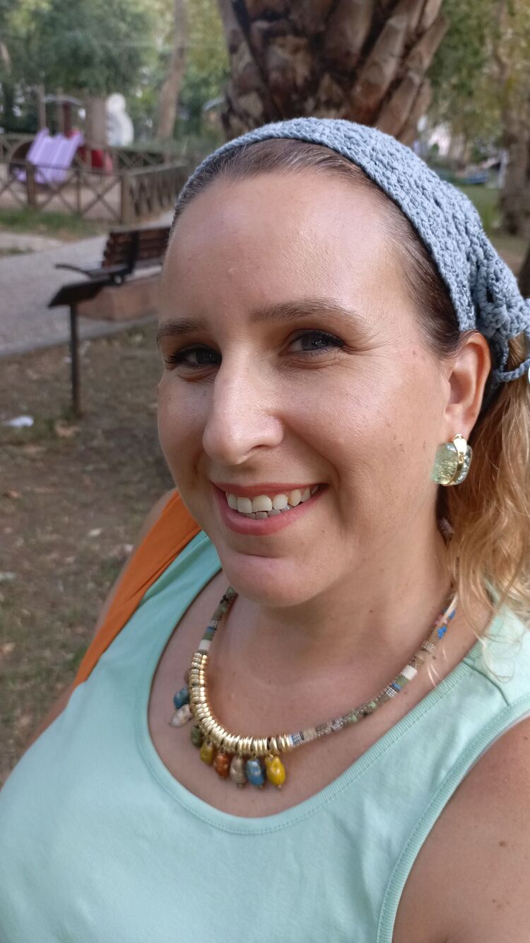 El Örgüsü Gri Mavi Pullu Bandana