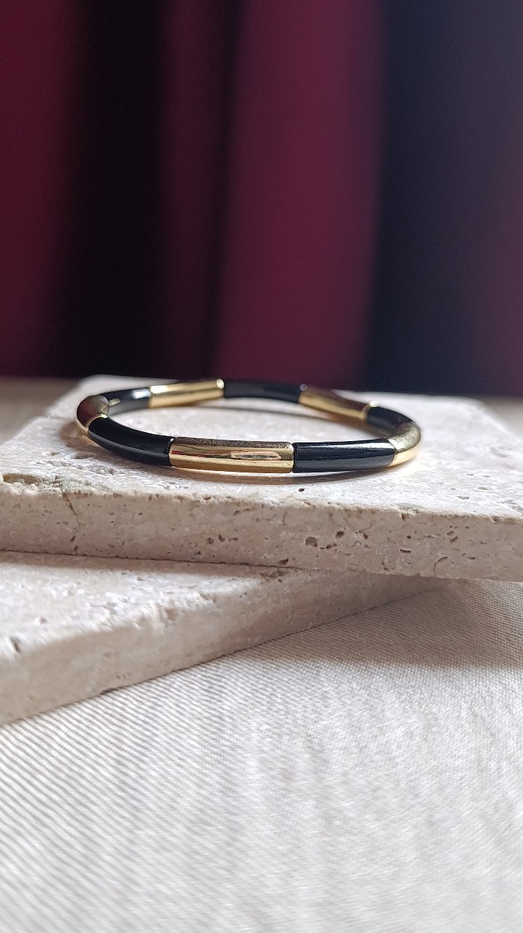 Gold-Siyah Lastikli Bileklik
