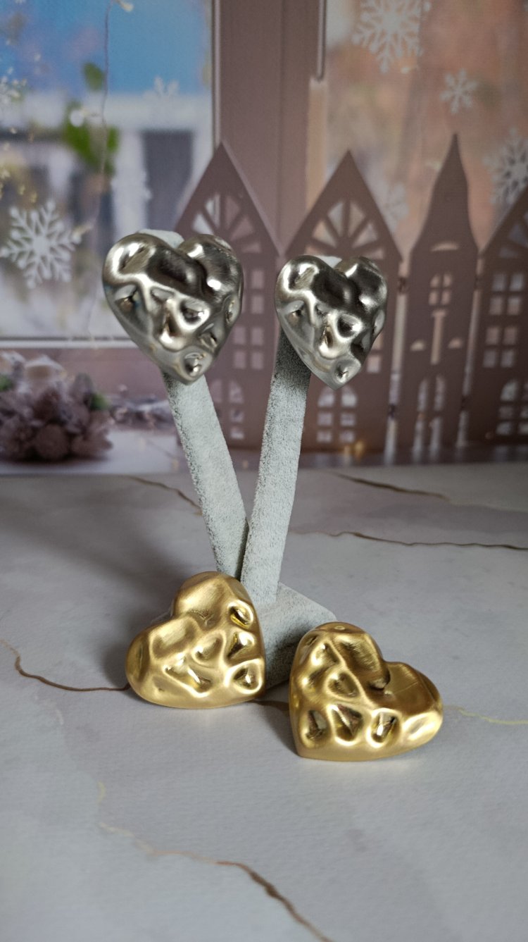 Dövme Plaka Mat Silver Kalp Küpe
