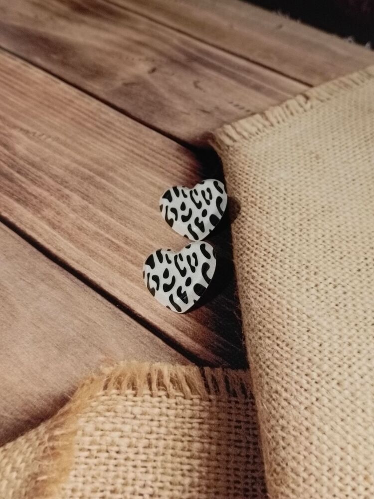 Leopar Desenli Kalp Küpe