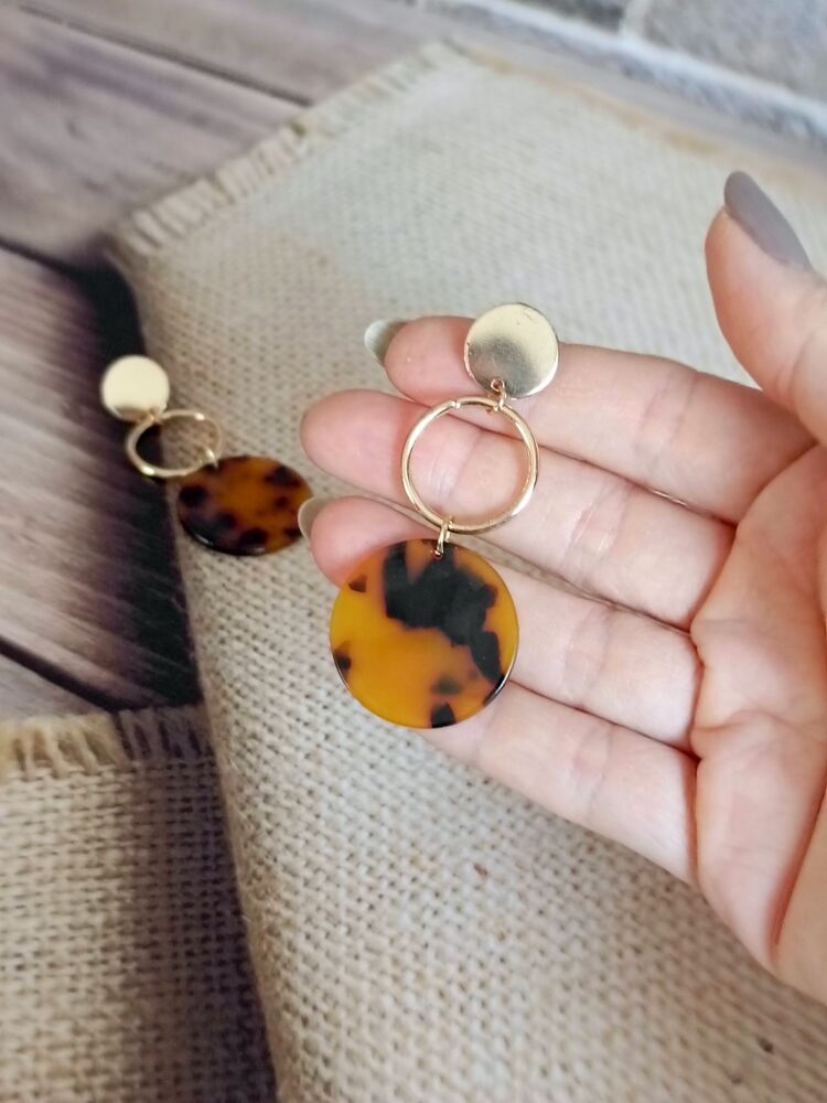 Daire Sallantılı Leopar Küpe