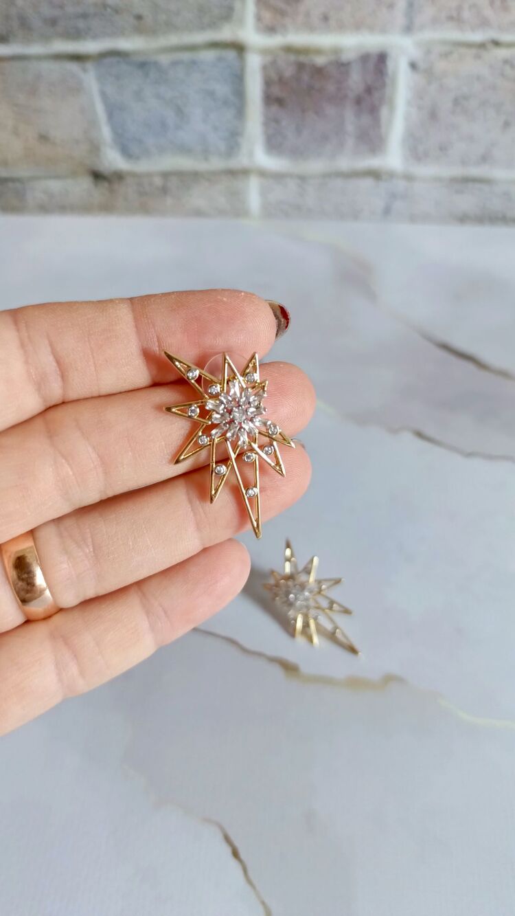 Marka Model Özel Seri Gold Yıldız Küpe