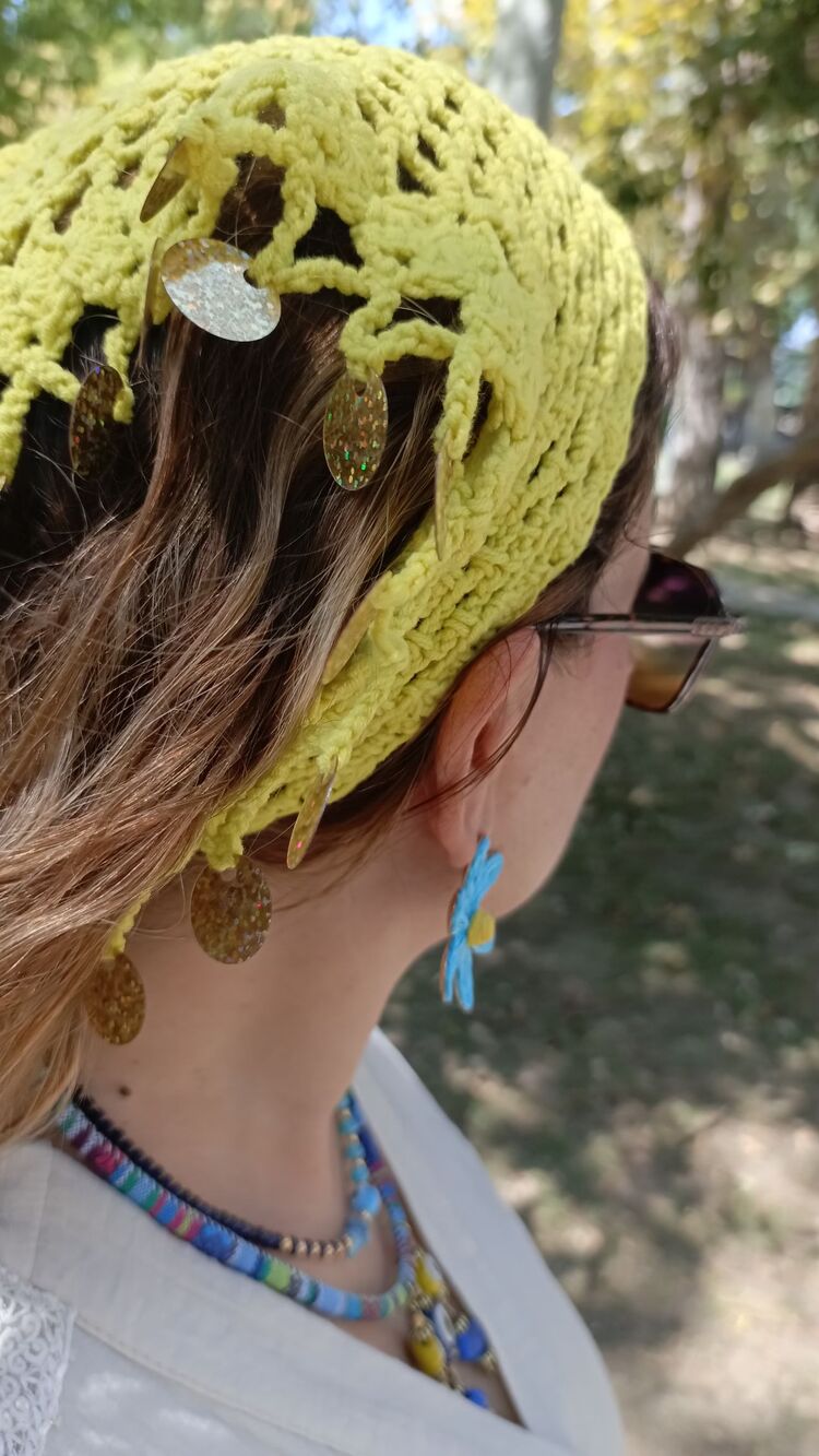 El Örgüsü Sarı Pullu Bandana
