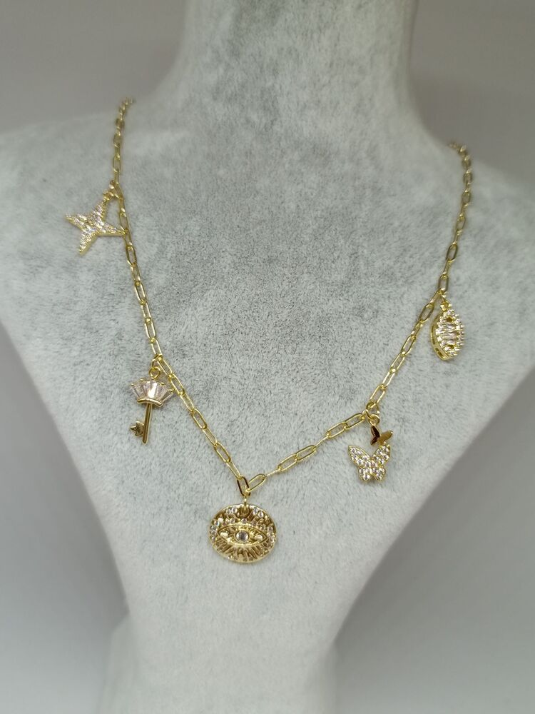 Kelebek Detaylı Charm Kolye