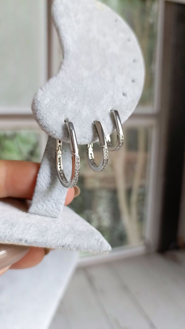 Gümüş Renk Oval Üçlü Halka Küpe Seti