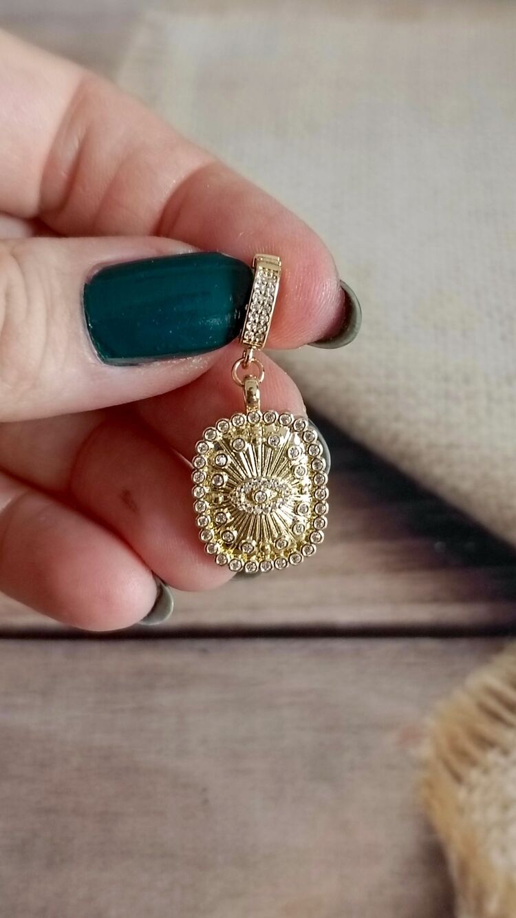 Dikdörtgen Plaka Göz Charm