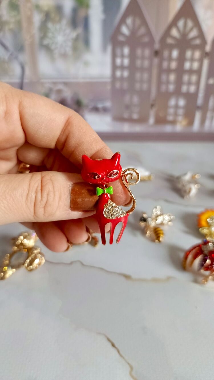 Kırmızı Kedi Broş