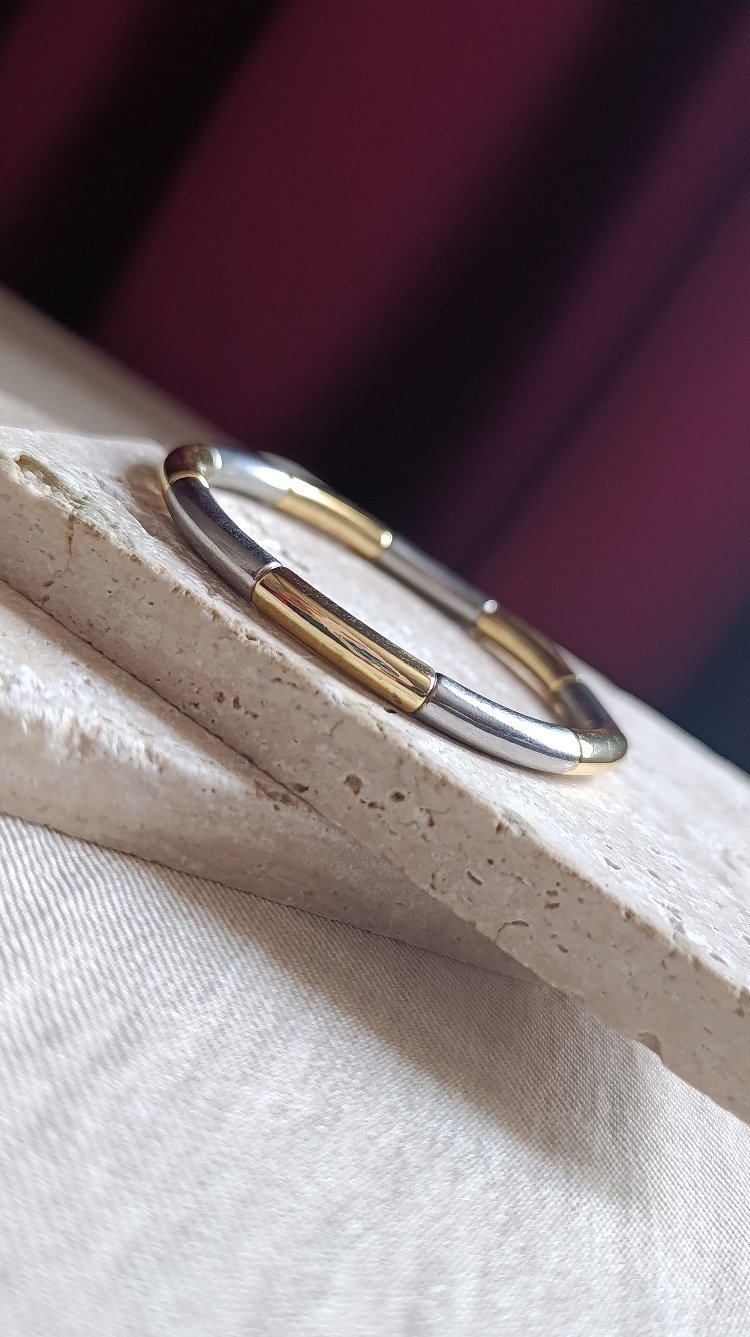 Gold-Silver Lastikli Bileklik