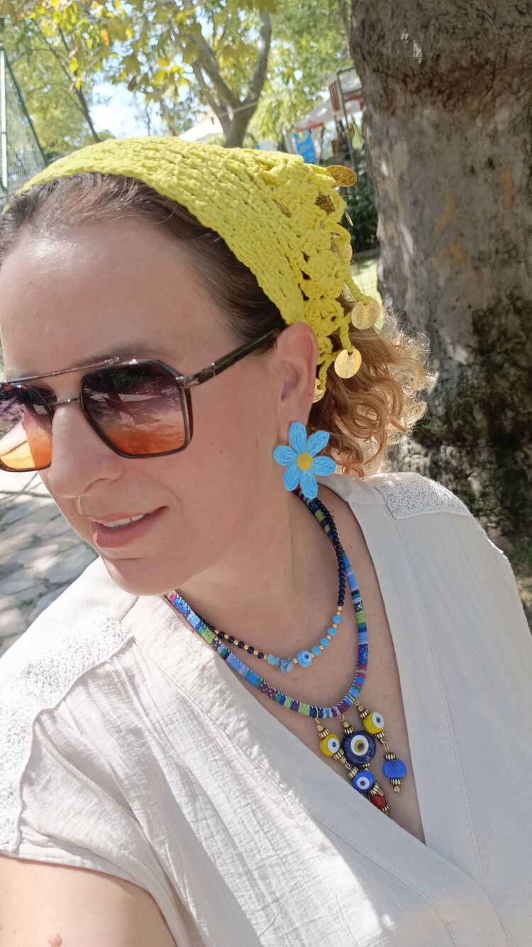El Örgüsü Sarı Pullu Bandana