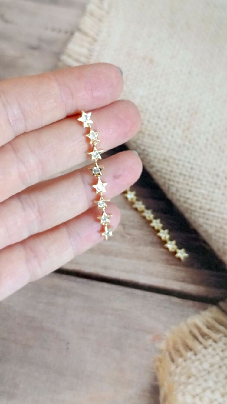Gold Yıldız Suyolu Küpe