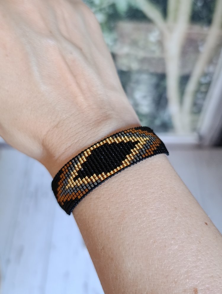 Siyah-Bakır-Gold Blok Miyuki Bileklik