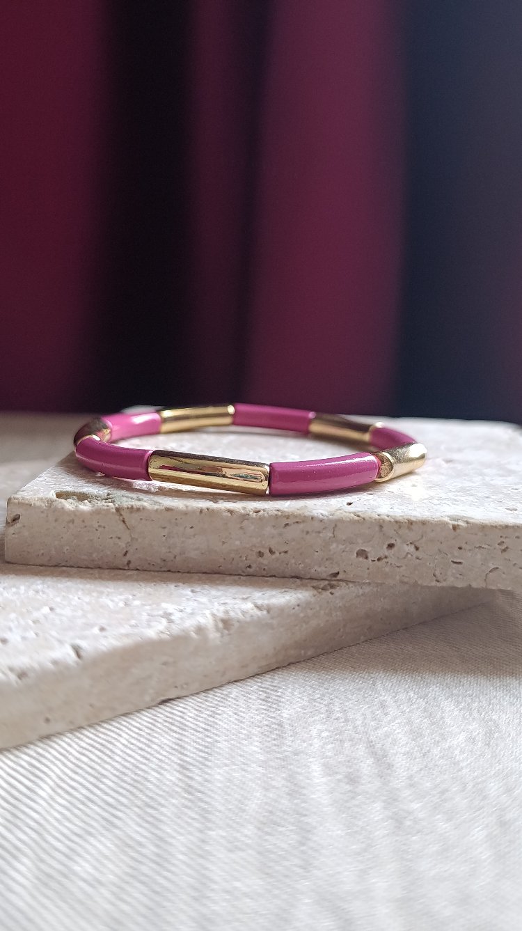 Pembe-Gold Lastikli Bileklik