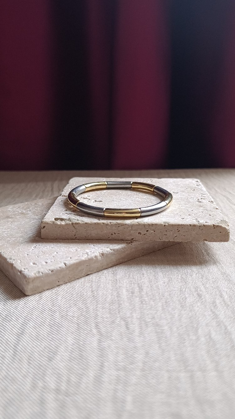 Gold-Silver Lastikli Bileklik