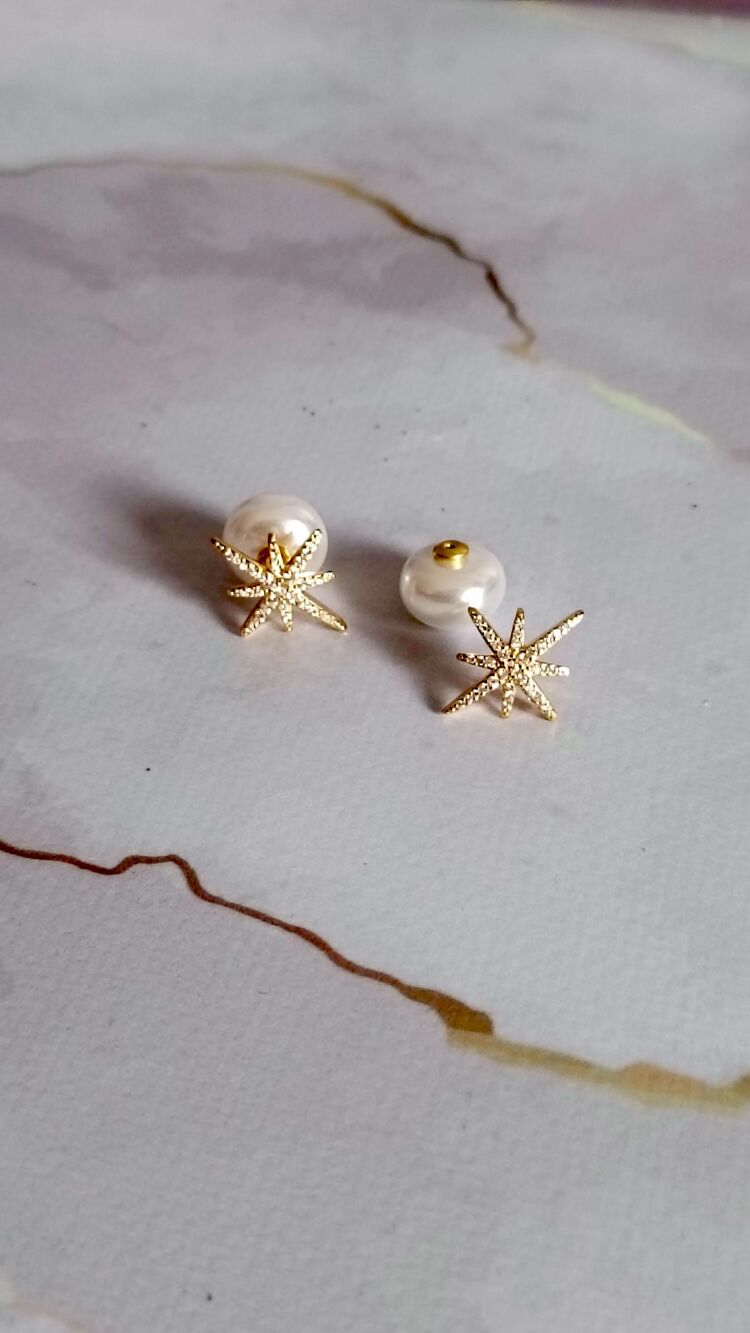 Kutup Yıldızı İnci Küpe