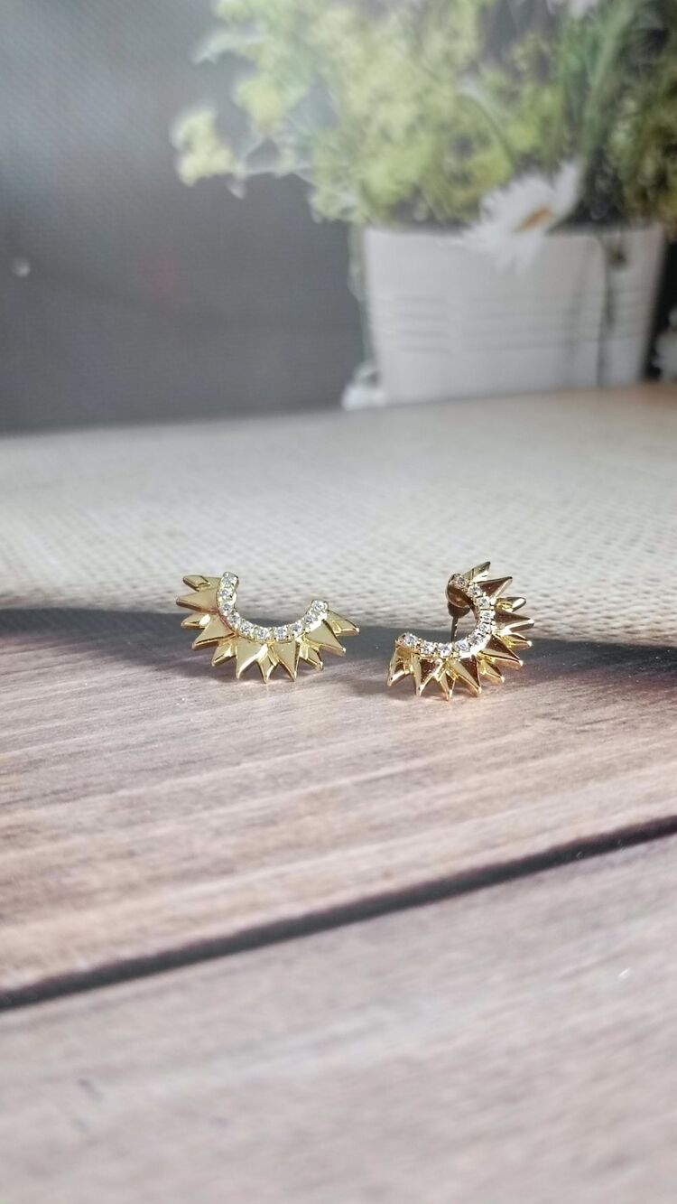 Yarım Güneş Gold Küpe