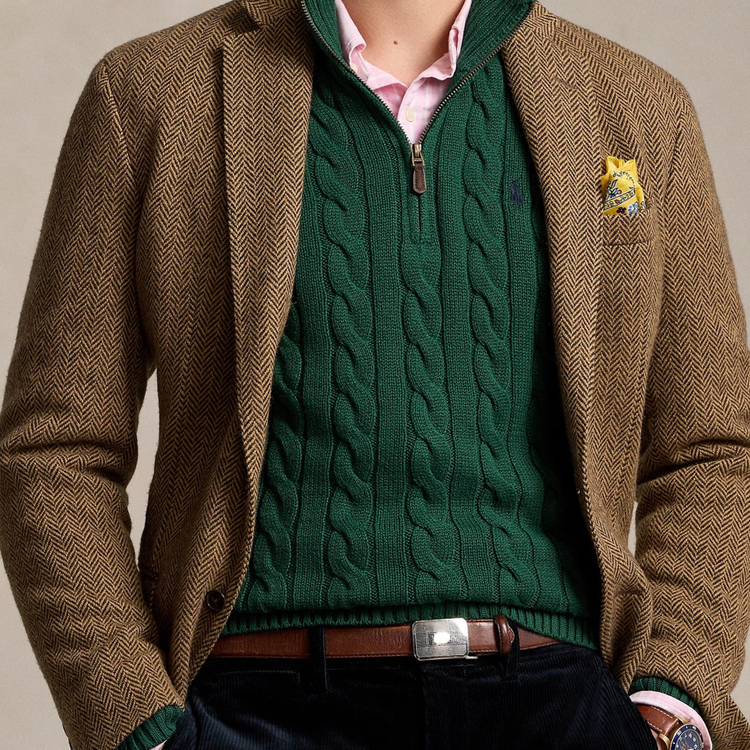 RL yeşil Half-zip %100 cotton Knitwear