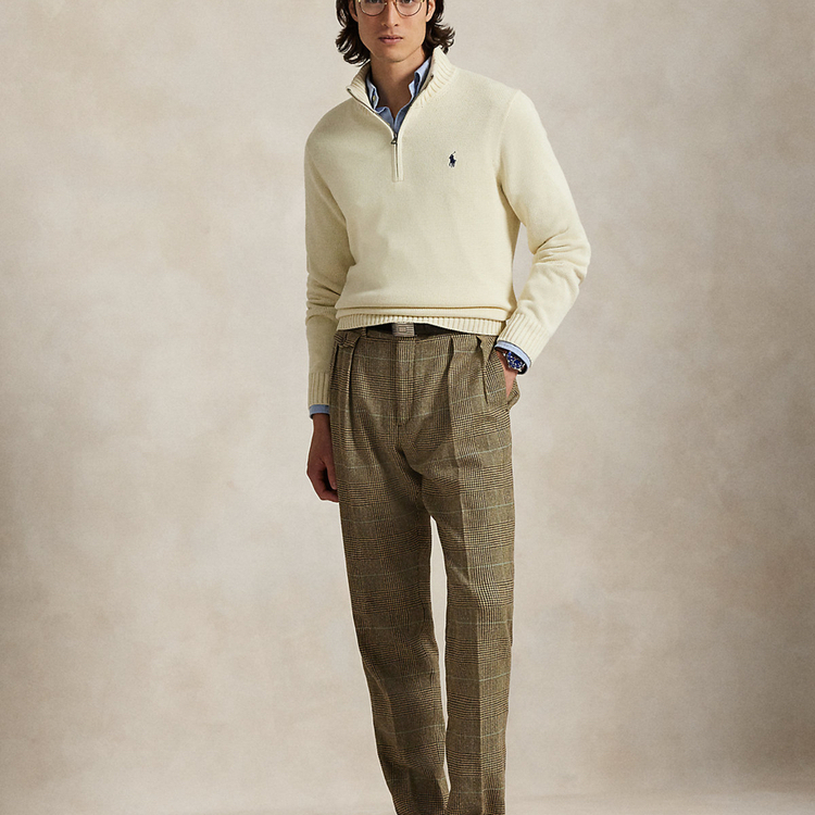 RL  Beyaz Half-Zip %100 Cotton 