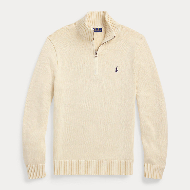 RL  Beyaz Half-Zip %100 Cotton 