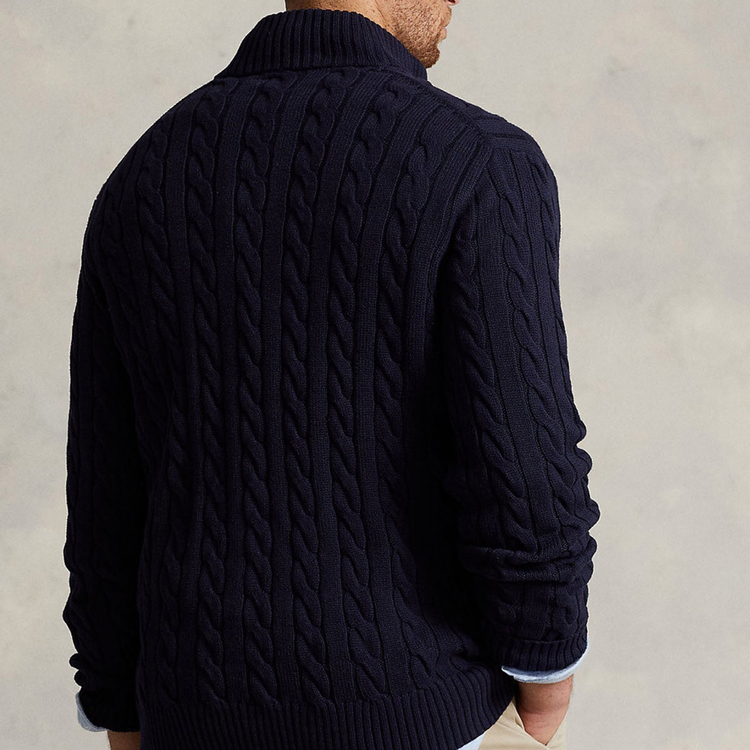 RL Lacivert Half -Zip %100 Cotton 