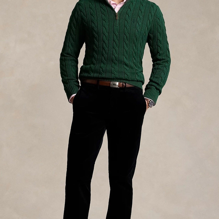 RL yeşil Half-zip %100 cotton Knitwear