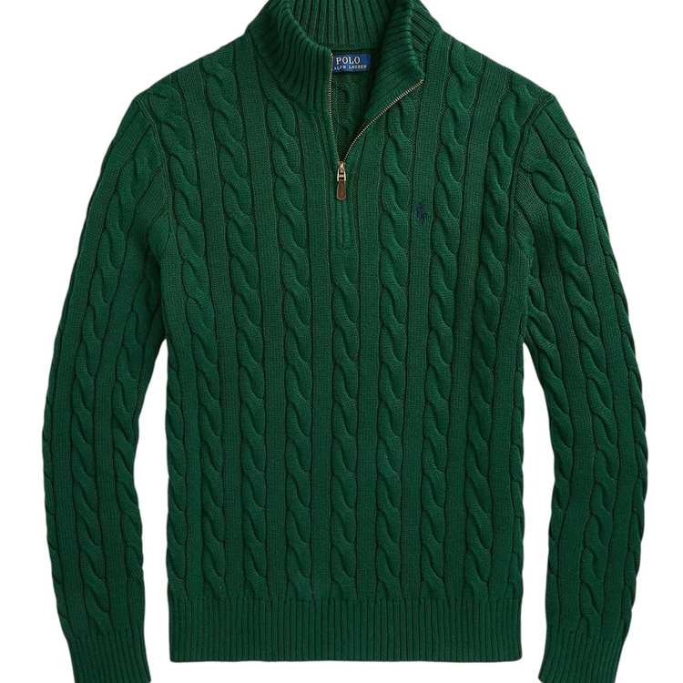 RL yeşil Half-zip %100 cotton Knitwear