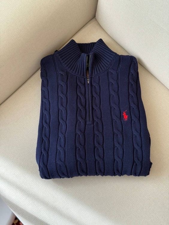 RL Lacivert Half -Zip %100 Cotton 