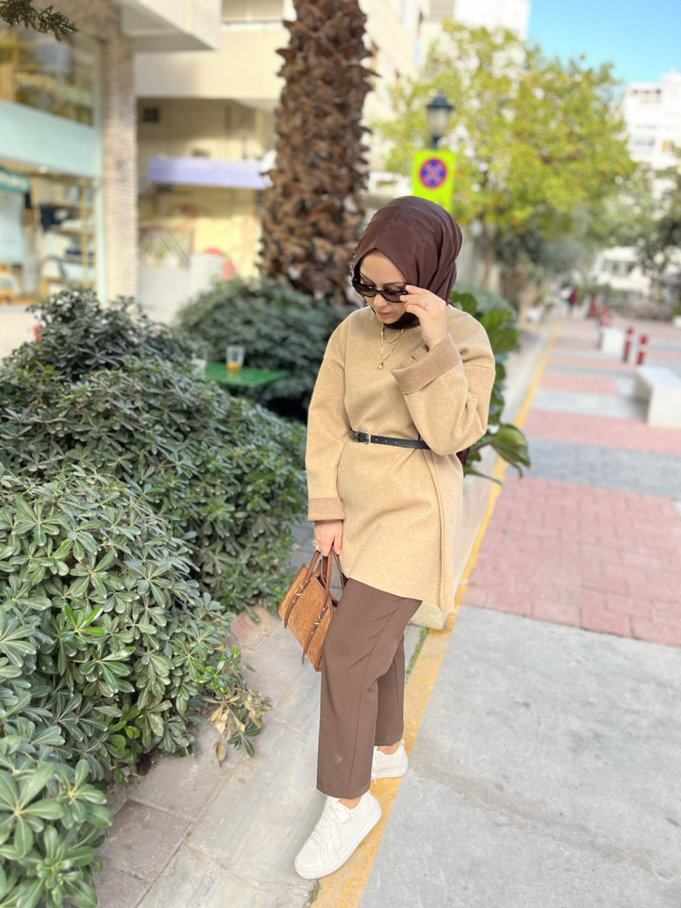 Kaşe Dokulu Oversize Kazak