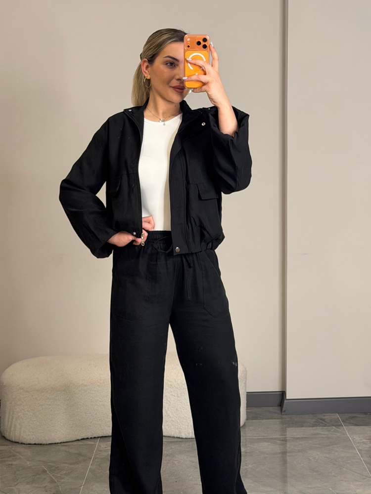 Siyah Smart Casual Takım