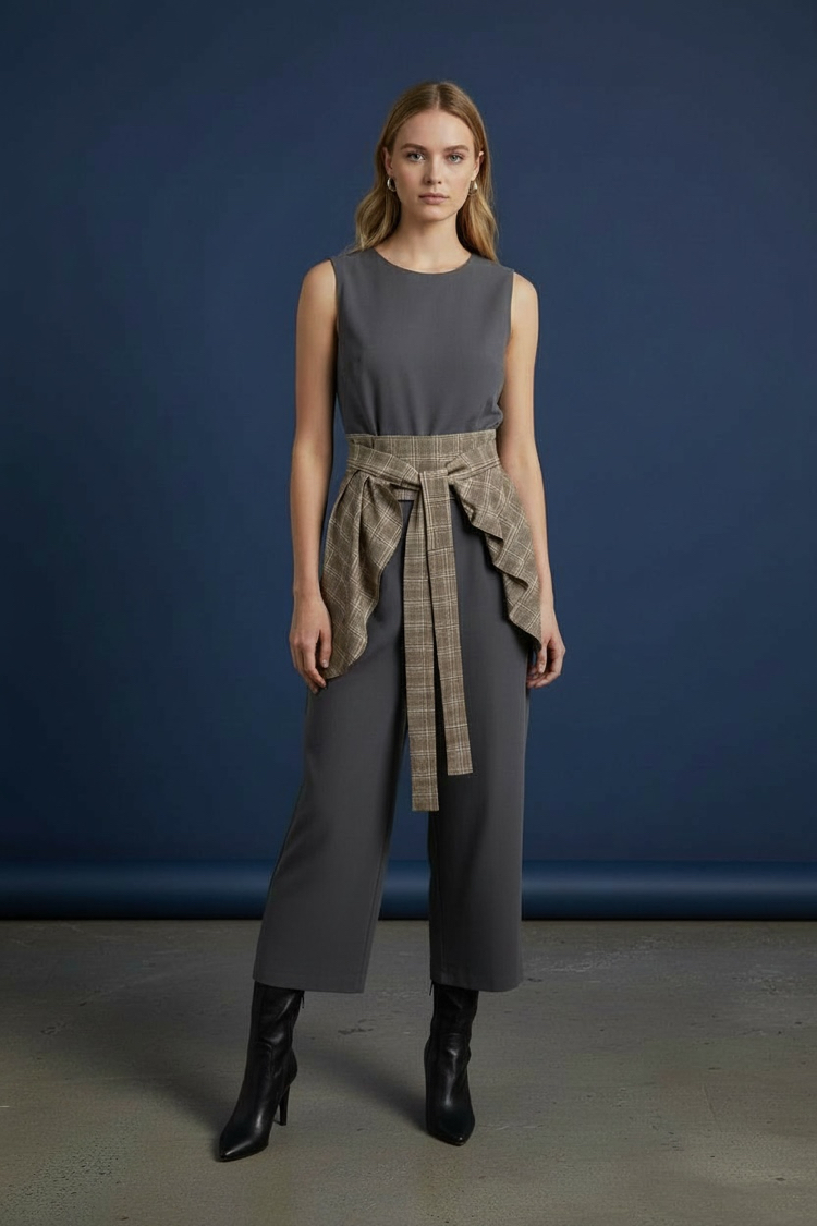 Belted Plaid Waist Piece