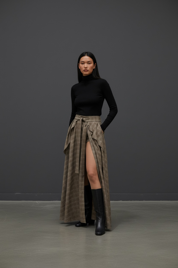 Belted Plaid Waist Piece