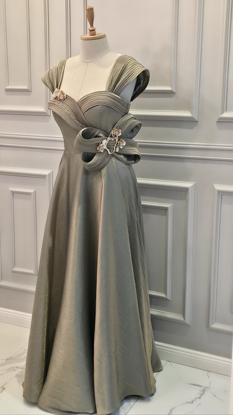 MOR SPOSA ÇİÇEK DETAYLI GECE ELBİSESİ