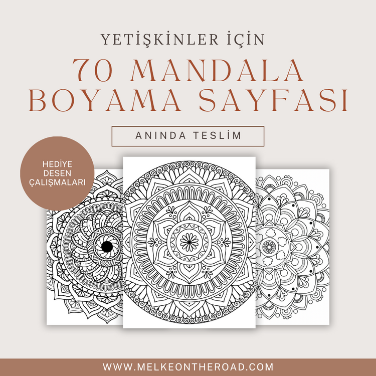 Yazdırılabilir Mandala Boyama Sayfaları (70 mandala boyama sayfası + desen kağıtları)