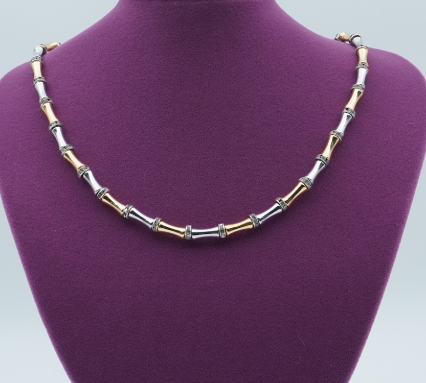 İki Renk Bambu Kolye (Gold/Silver)