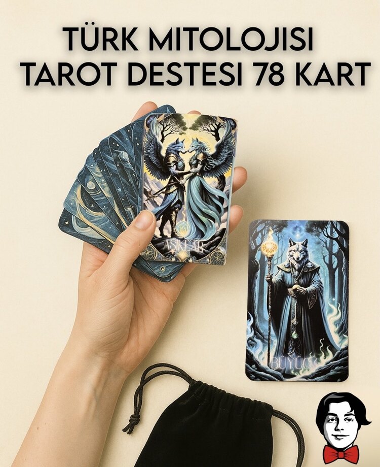 TÜRK MİTOLOJİSİ TAROT DESTESİ 78 KART+KADİFE KESE
