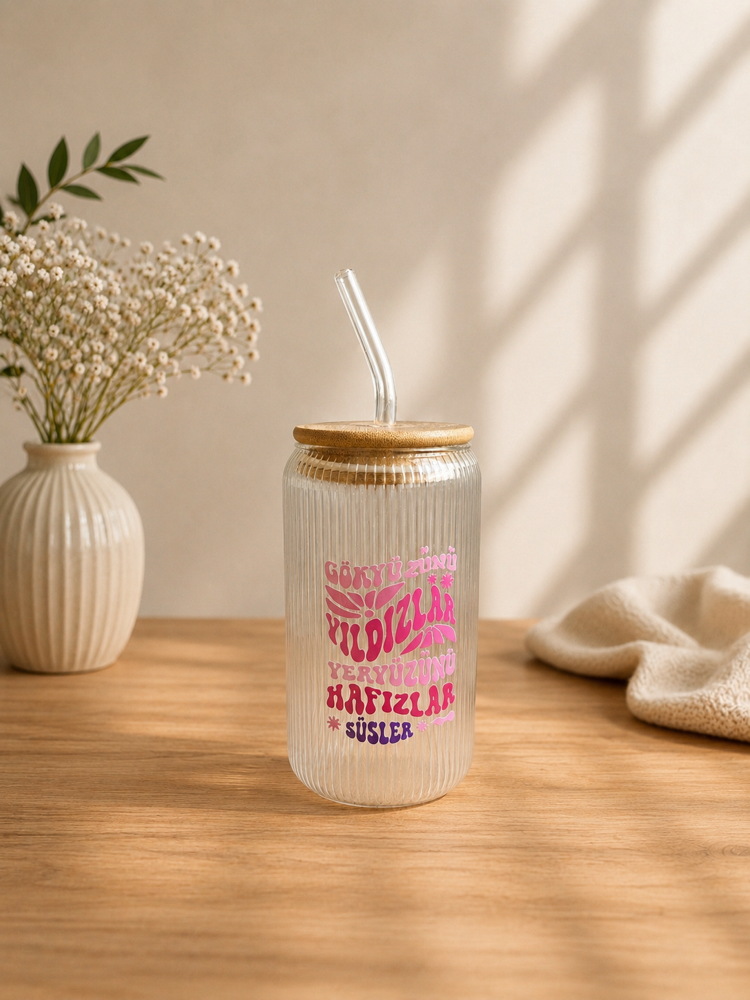 Bambu kapaklı bardak- pembe