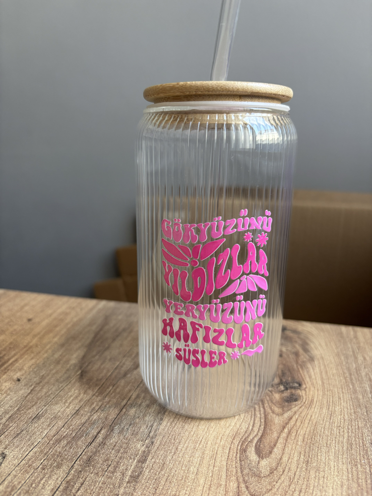 Bambu kapaklı bardak- pembe
