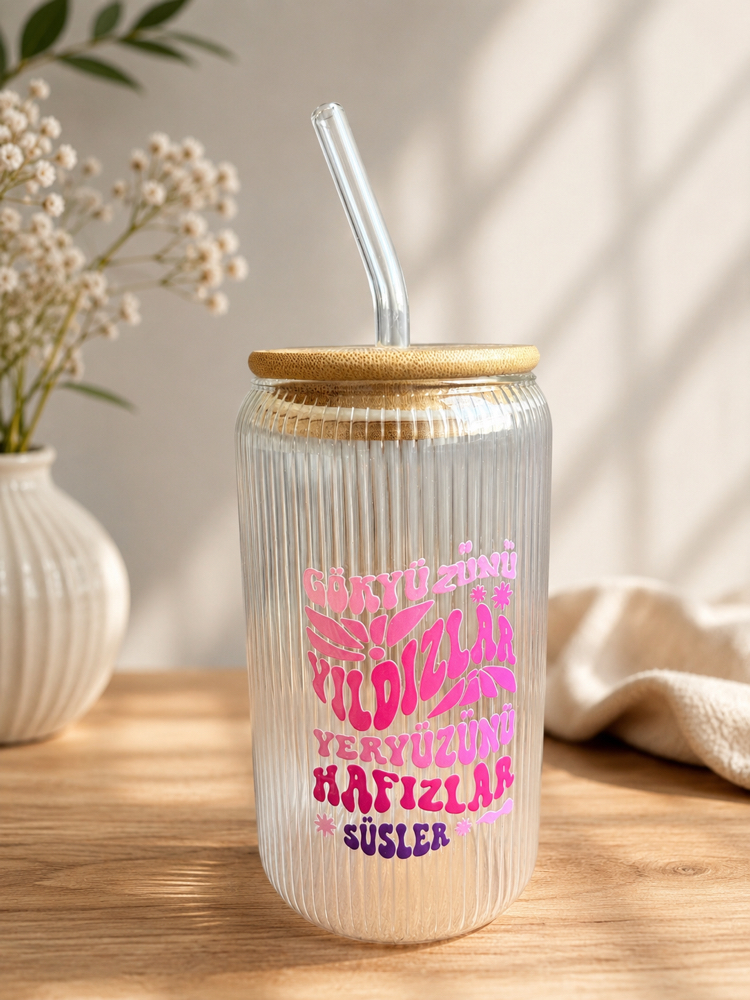 Bambu kapaklı bardak- pembe