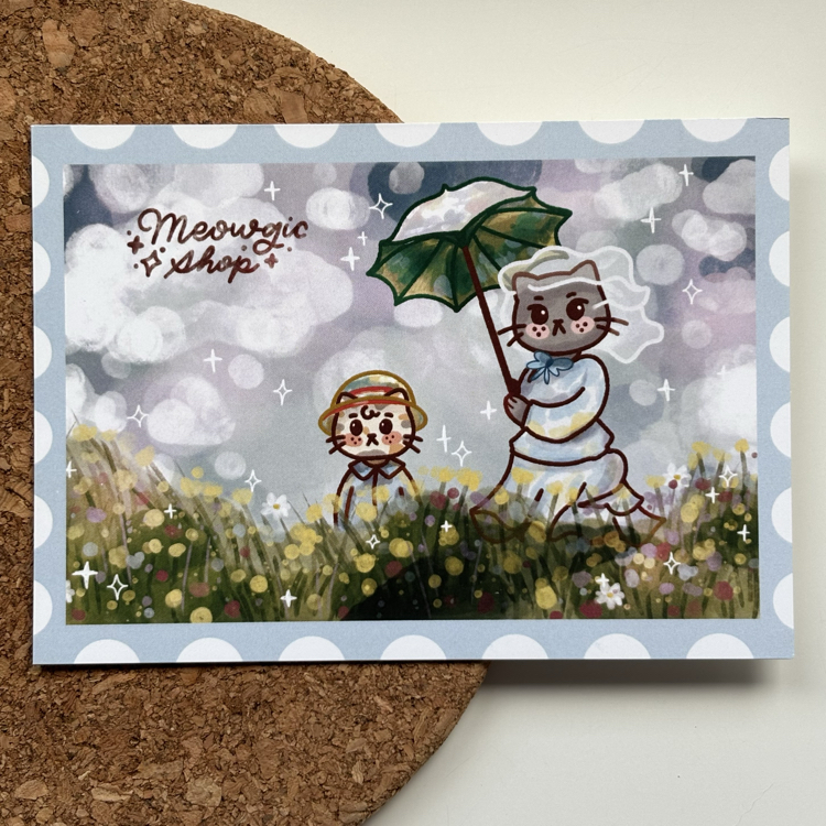 cat with a parasol - art print
