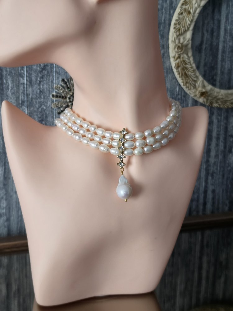 Gerçek inci Choker kolye