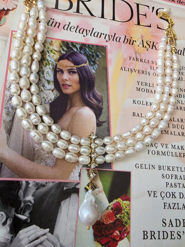 Gerçek inci Choker kolye