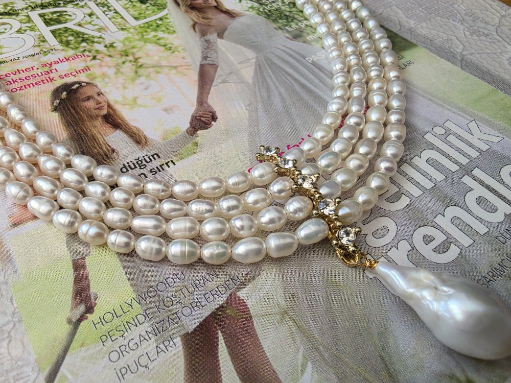 Gerçek 4 sıra İnci Choker Kolye(Sadece Kolye Fiyatıdır)
