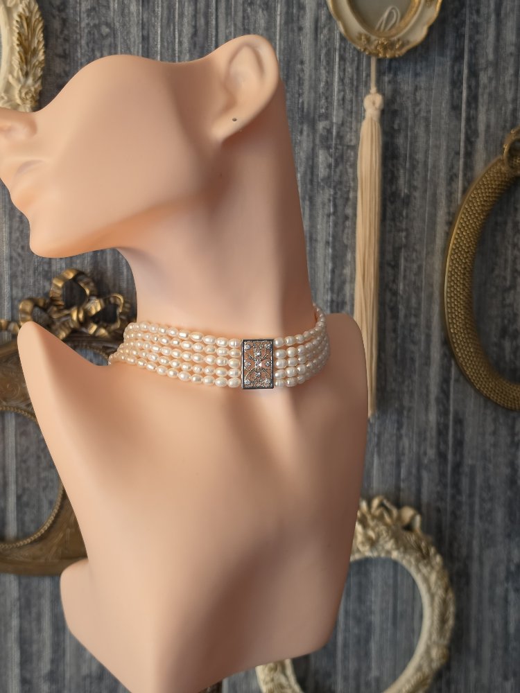 Gerçek İnci Choker Kolye 