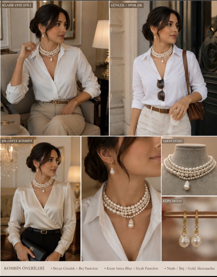 Gerçek İnci Kolye ve Küpe