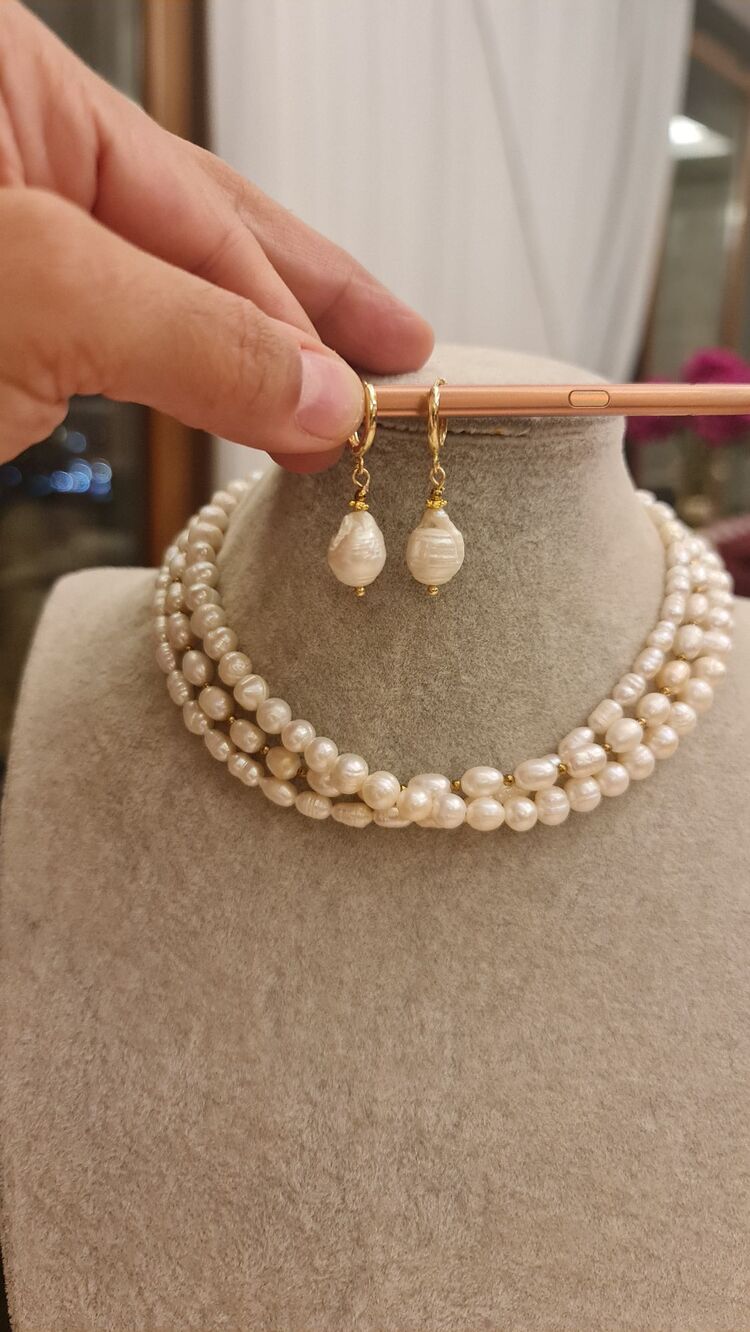 Gerçek İnci Küpe ve Kolye