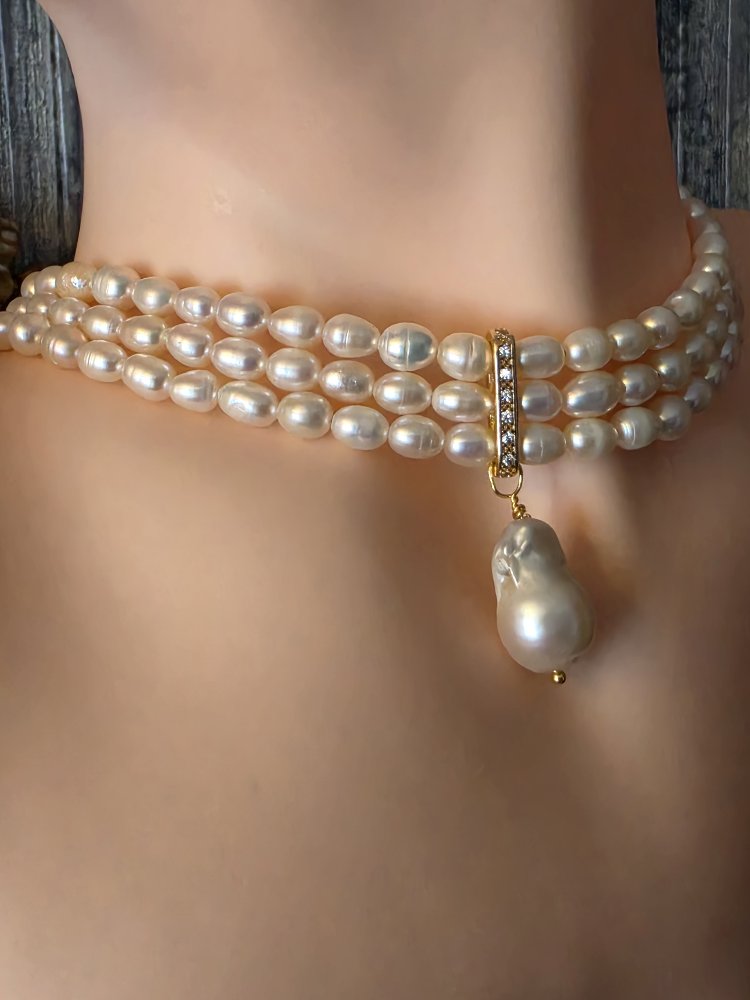 Gerçek İnci Choker Kolye(Küpe Fiyata Dahil Değildir)
