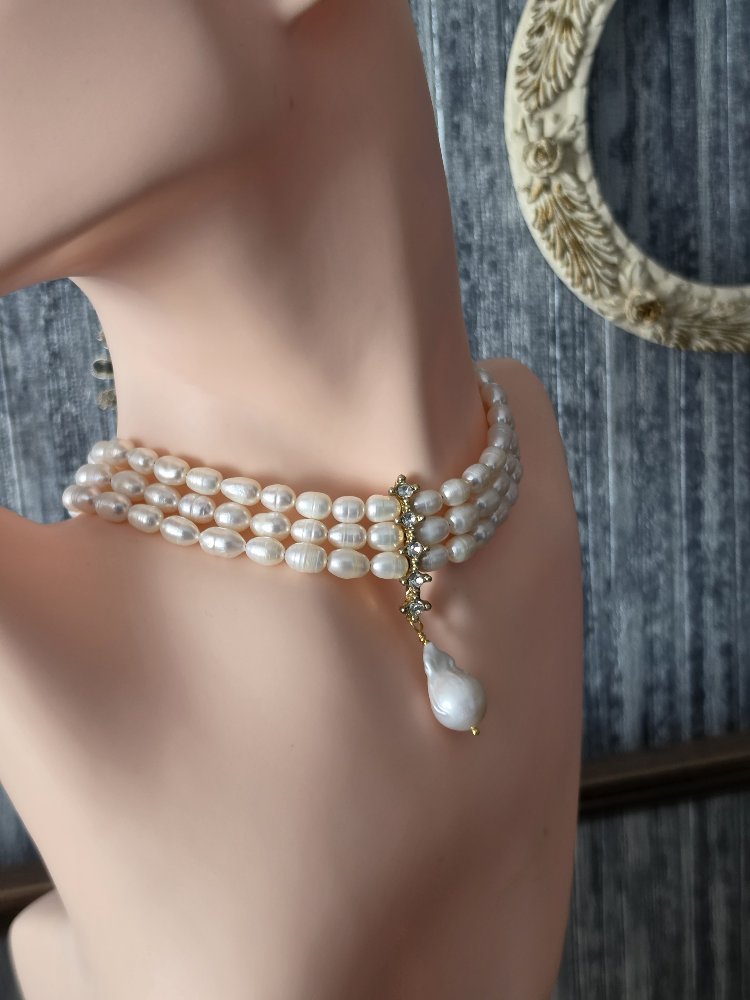 Gerçek inci Choker kolye