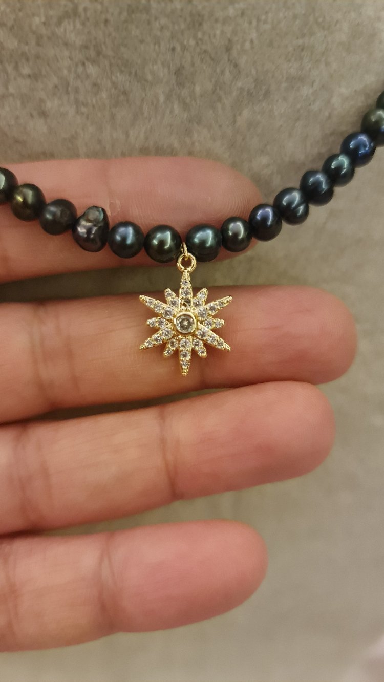 Gerçek Barok Siyah İnci Kolye